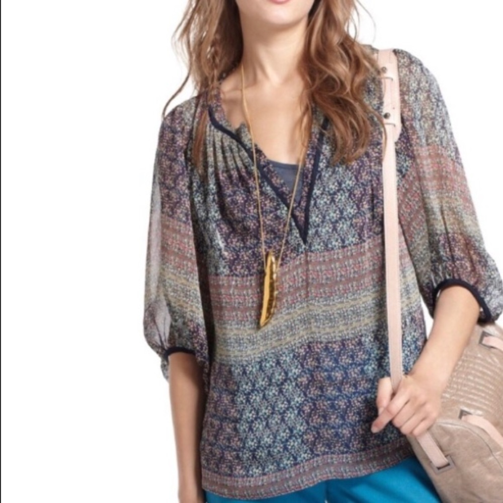 EUC Maeve at Anthropologie Poppy Floral Blouse